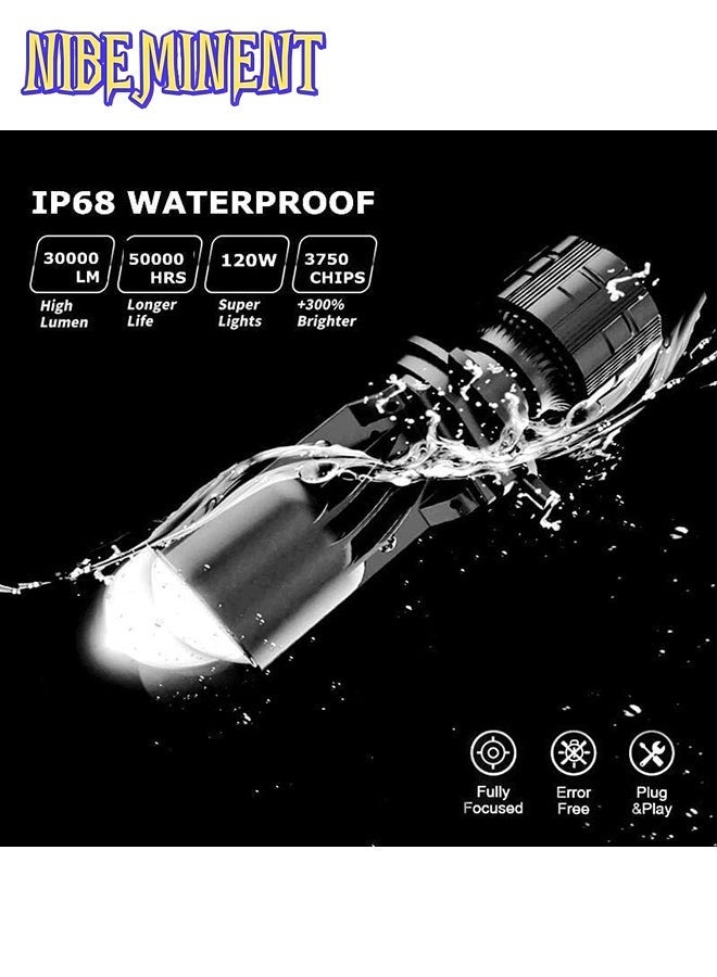 NIBEMINENT H4 LED Headlight Bulbs With Projector 30000LM Extremely Bright 6000K White Hi-Lo Beam Function with Clear Cut Off Line, H4/9003/HB2 Mini Projector Lens Retrofit Kit - Image 3